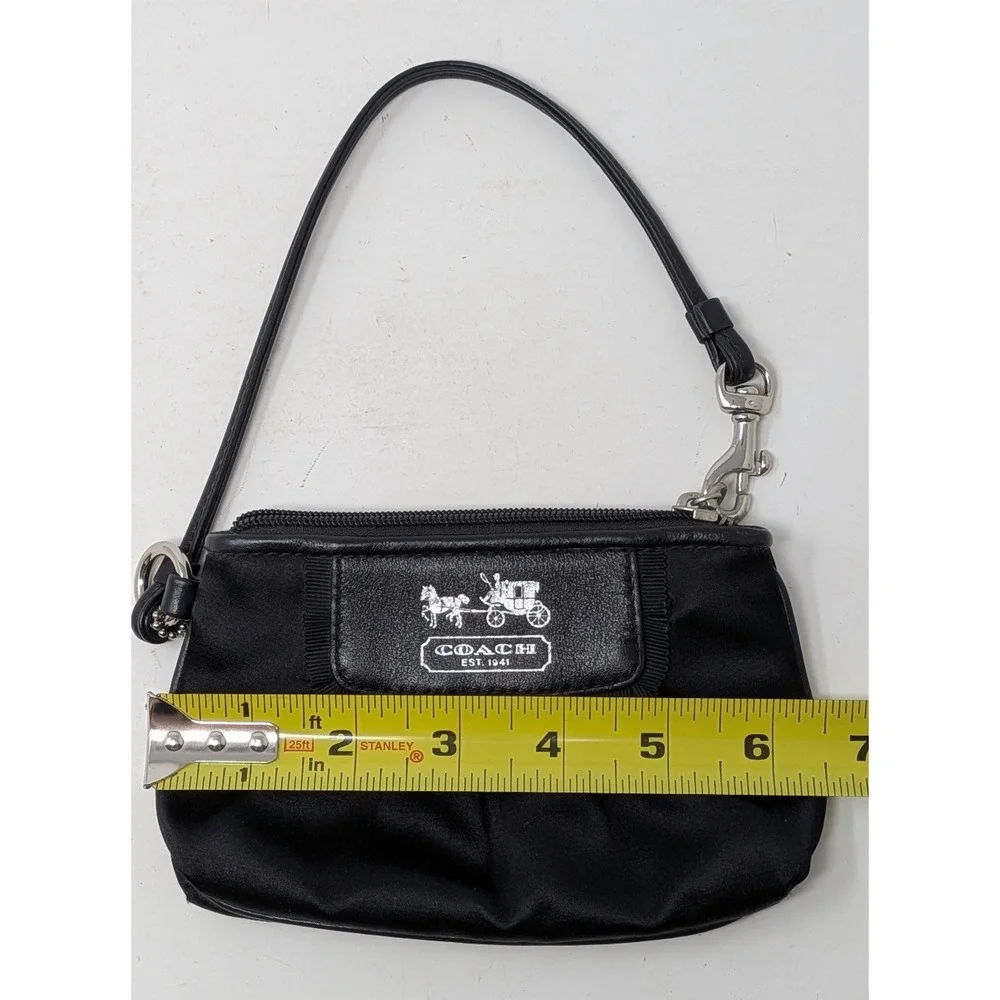 Coach Amanda Satin Wristlet Clutch Purse Wallet Small Black Silver